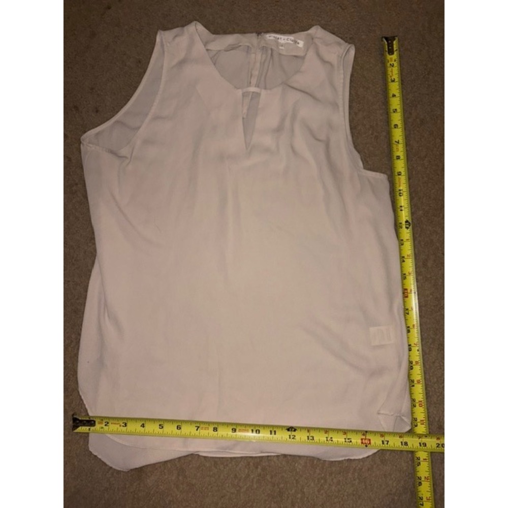 Violet + Claire Womens Large Cream Sleeveless Split Neck Blouse T49-5